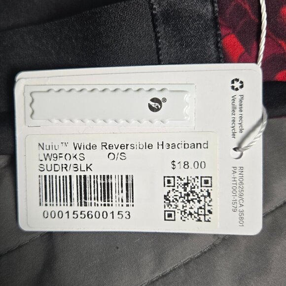 NWT Lululemon Nulu™ Wide Reversible Headband - Surface Drift Red Multi/Black - Picture 4 of 4
